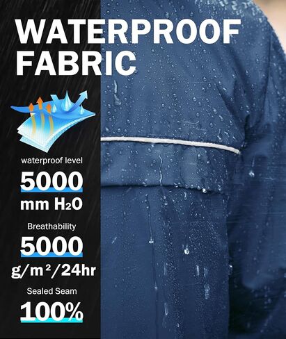 جاكيت المطر الرجالي من ZITY مقاوم للماء معطف واق من المطر خفيف الوزن بغطاء للرأس مناسب للجولف وصيد الأسماك والمشي لمسافات طويلة وركوب الدراجات in Kuwait