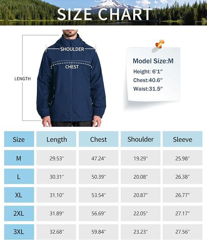 جاكيت المطر الرجالي من ZITY مقاوم للماء معطف واق من المطر خفيف الوزن بغطاء للرأس مناسب للجولف وصيد الأسماك والمشي لمسافات طويلة وركوب الدراجات in Kuwait