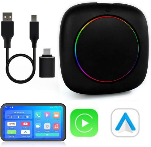 محول CarPlay 3 في 1، صندوق محول CarPlay اللاسلكي وAndroid Auto 4GB+64GB Android 11 مدمج Netflix/YouTube/GPS/4GWiFi فقط لـ OEM CarPlay السلكية مع بطاقة SIM تعمل باللمس فقط لأمريكا الشمالية in Saudi Arabia
