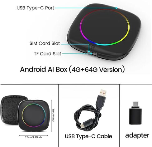 محول CarPlay 3 في 1، صندوق محول CarPlay اللاسلكي وAndroid Auto 4GB+64GB Android 11 مدمج Netflix/YouTube/GPS/4GWiFi فقط لـ OEM CarPlay السلكية مع بطاقة SIM تعمل باللمس فقط لأمريكا الشمالية in Saudi Arabia