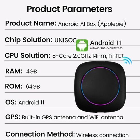 محول CarPlay 3 في 1، صندوق محول CarPlay اللاسلكي وAndroid Auto 4GB+64GB Android 11 مدمج Netflix/YouTube/GPS/4GWiFi فقط لـ OEM CarPlay السلكية مع بطاقة SIM تعمل باللمس فقط لأمريكا الشمالية in Saudi Arabia