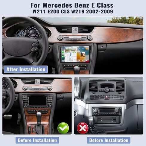 SIXWIN 1G+32G Android Car Stereo for Mercedes Benz E Class W211 E200 CLS W219 2002-2009 with Wireless CarPlay Android Auto 9 Inch Touchscreen Bluetooth GPS Navigation WiFi HiFi FM Backup Camera MIC in Saudi Arabia