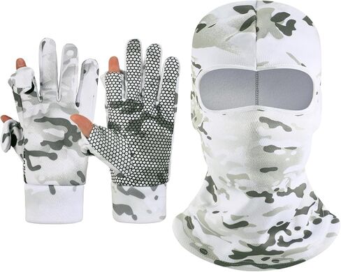 Geyoga 2 Pcs Hunting Camouflage Gloves and Face Mask Set Anti Slip Full Finger Fingerless Mitten Camo Gloves for Men Camouflage Balaclava Hunting Mask Balaclava Full Face Cover in Saudi Arabia