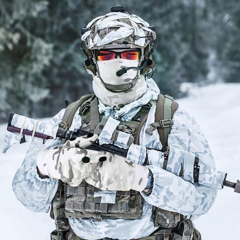 Geyoga 2 Pcs Hunting Camouflage Gloves and Face Mask Set Anti Slip Full Finger Fingerless Mitten Camo Gloves for Men Camouflage Balaclava Hunting Mask Balaclava Full Face Cover in Saudi Arabia