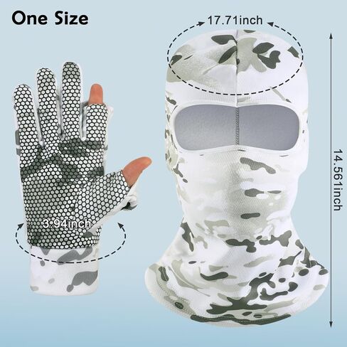 Geyoga 2 Pcs Hunting Camouflage Gloves and Face Mask Set Anti Slip Full Finger Fingerless Mitten Camo Gloves for Men Camouflage Balaclava Hunting Mask Balaclava Full Face Cover in Saudi Arabia