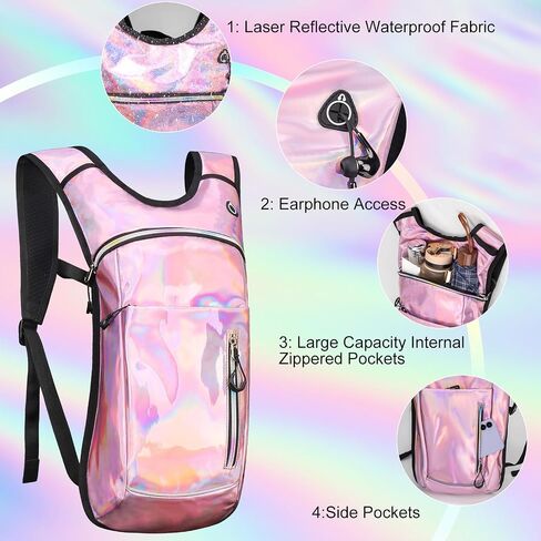 Hydration Backpack,Water Backpack with 2L Water Bladder,Festival Essential-Rave Hydration Pack,Lightweight Insulation Hydropack for Outdoor,Hiking,Running,Biking,Music Festival for Men Women in Kuwait