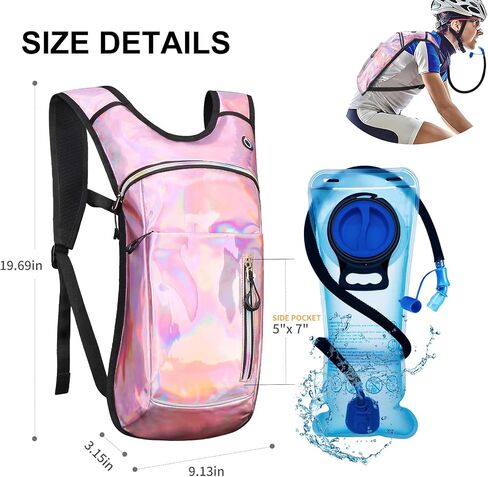Hydration Backpack,Water Backpack with 2L Water Bladder,Festival Essential-Rave Hydration Pack,Lightweight Insulation Hydropack for Outdoor,Hiking,Running,Biking,Music Festival for Men Women in Kuwait