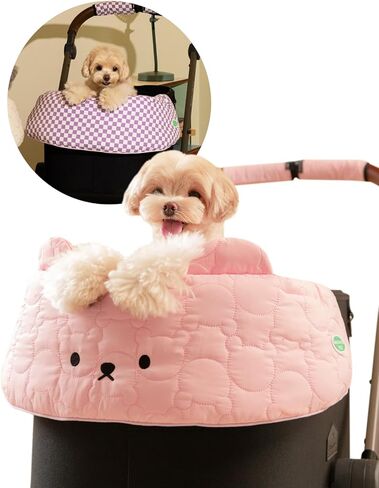 Stroller Cover for Pets, Stroller not Included, Comforter, BerryMore Edition, Harryspet, Stroller Guard, Pet Stroller Front Section Guard, Cover only (Ivory Mint) in Kuwait