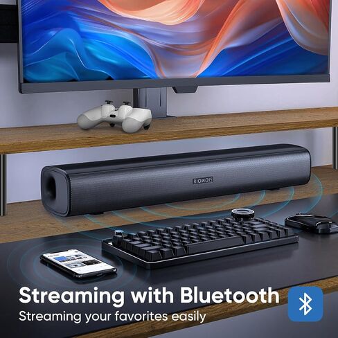 RIOWOIS Sound Bar, Sound Bars for TV, Soundbar, Surround Sound System Home Theater Audio with Wireless Bluetooth 5.0 for PC Gaming, AUX/Opt/Coax Connection, Remote Control Wall Mountable in Saudi Arabia