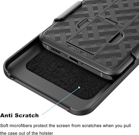 Galaxy S23 Case with Kickstand & Belt Clip Holster, Heavy Duty Shockproof Armor Protective Rugged Woven Pattern Hard Plastic Phone Cover for Samsung Galaxy S23 6.1" 2023, Black in Saudi Arabia