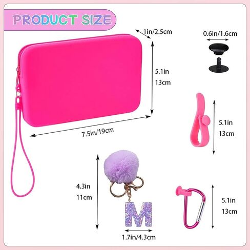 Silicone Phone Holder for Bogg Bag Accessories, Bogg Bag Accessories Inserts Contain 1x Large Capacity Silicone Zipper Bag, 1x Bogg Bag Charm, 2X Key Holders (Pink) in Saudi Arabia