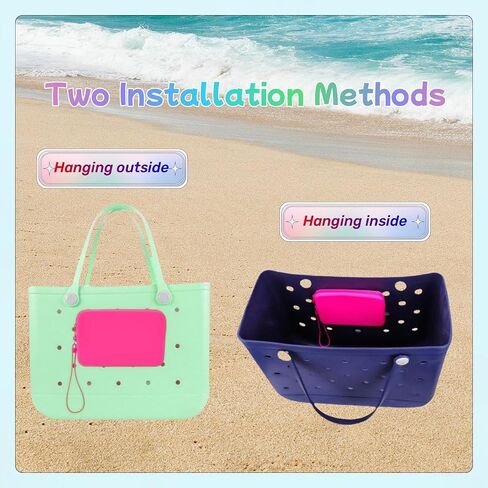 Silicone Phone Holder for Bogg Bag Accessories, Bogg Bag Accessories Inserts Contain 1x Large Capacity Silicone Zipper Bag, 1x Bogg Bag Charm, 2X Key Holders (Pink) in Saudi Arabia
