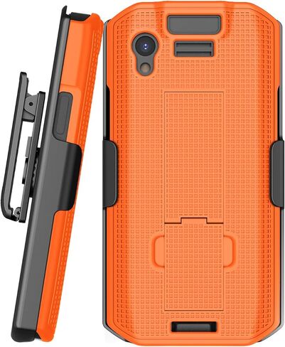 Case with Clip for Zebra TC21 TC26 Mobile Computer Scanner, Nakedcellphone Slim Hard Shell Cover with Kickstand and [Rotating/Ratchet] Belt Hip Holster Combo - Bright Orange in Saudi Arabia