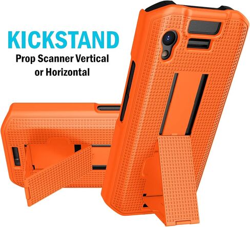 Case with Clip for Zebra TC21 TC26 Mobile Computer Scanner, Nakedcellphone Slim Hard Shell Cover with Kickstand and [Rotating/Ratchet] Belt Hip Holster Combo - Bright Orange in Saudi Arabia