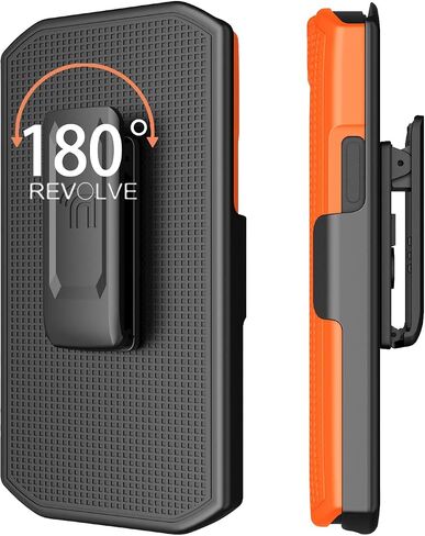 Case with Clip for Zebra TC21 TC26 Mobile Computer Scanner, Nakedcellphone Slim Hard Shell Cover with Kickstand and [Rotating/Ratchet] Belt Hip Holster Combo - Bright Orange in Saudi Arabia