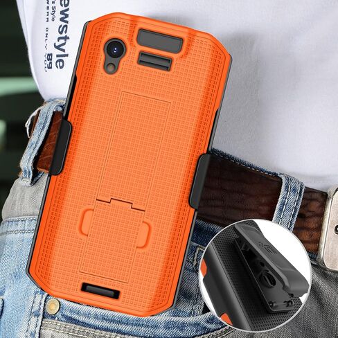Case with Clip for Zebra TC21 TC26 Mobile Computer Scanner, Nakedcellphone Slim Hard Shell Cover with Kickstand and [Rotating/Ratchet] Belt Hip Holster Combo - Bright Orange in Saudi Arabia