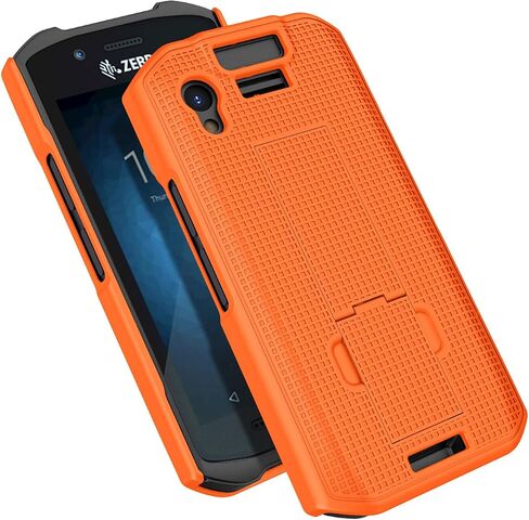 Case with Clip for Zebra TC21 TC26 Mobile Computer Scanner, Nakedcellphone Slim Hard Shell Cover with Kickstand and [Rotating/Ratchet] Belt Hip Holster Combo - Bright Orange in Saudi Arabia