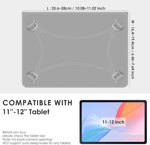DETUOSI Universal 11 inch Tablet Case, 11.5 inch Tablet Cover, Travel Portable Protective Folio PU Leather Stand Shell Case【with 4 Fixed Rings】 for All Kinds of 11-12 inch Android/iOS/Windows Tablet in Saudi Arabia