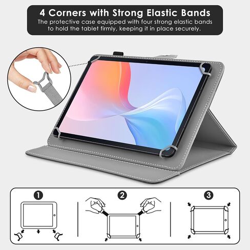 DETUOSI Universal 11 inch Tablet Case, 11.5 inch Tablet Cover, Travel Portable Protective Folio PU Leather Stand Shell Case【with 4 Fixed Rings】 for All Kinds of 11-12 inch Android/iOS/Windows Tablet in Saudi Arabia