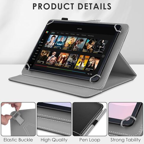 DETUOSI Universal 11 inch Tablet Case, 11.5 inch Tablet Cover, Travel Portable Protective Folio PU Leather Stand Shell Case【with 4 Fixed Rings】 for All Kinds of 11-12 inch Android/iOS/Windows Tablet in Saudi Arabia