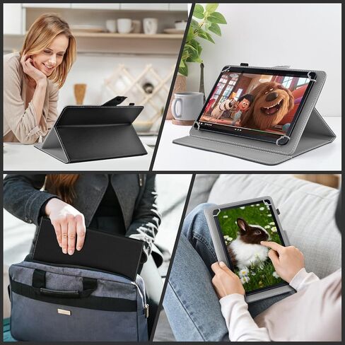 DETUOSI Universal 11 inch Tablet Case, 11.5 inch Tablet Cover, Travel Portable Protective Folio PU Leather Stand Shell Case【with 4 Fixed Rings】 for All Kinds of 11-12 inch Android/iOS/Windows Tablet in Saudi Arabia