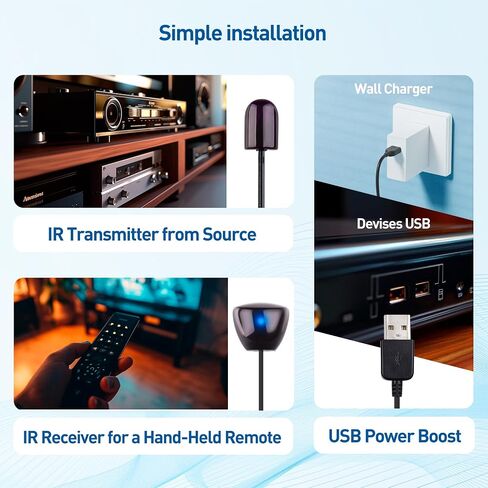 Cable Matters Infrared Remote Extender Cable, IR Repeater Kit, 6ft | USB IR Remote Blaster Cord, up to 15ft Signal Range, Not Compatible with RF Signals in Kuwait