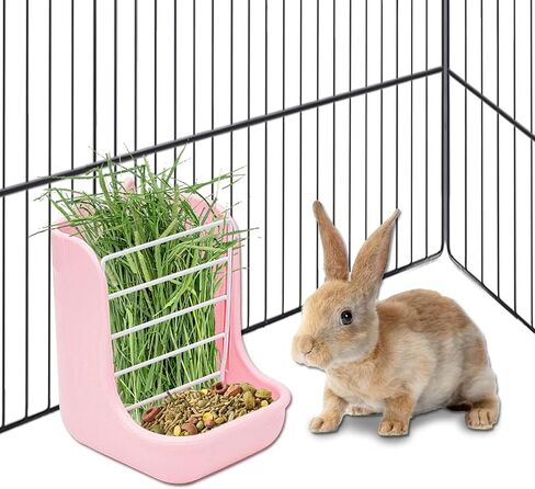 Guinea Pig Food Hay Feeder 2 in 1 Rabbit Hay Feeders Rack Indoor Hay Feeder for Rabbit Bunny Chinchilla Hamster(2PCS Blue&White) in Kuwait