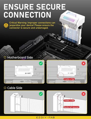 EZDIY-FAB Shield 24-Pin Angle Adapter with Infinity Mirror ARGB Light,ATX 24 Pin Power Connector, 5V 3pin ARGB Sync-180 Degree-Black-1 Pack in Saudi Arabia