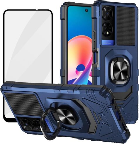 Ailiber for TCL 50 XE Cell Phone Case, TCL 50 XE Nxtpaper 5G Case with Screen Protector, Ring Kickstand for Magnetic Car Mount, Rugged Shockproof Heavy Duty Cover Case for TCL 50 XE-Purple in Saudi Arabia