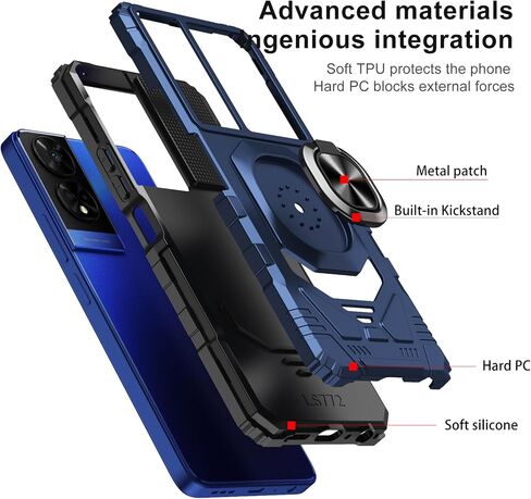 Ailiber for TCL 50 XE Cell Phone Case, TCL 50 XE Nxtpaper 5G Case with Screen Protector, Ring Kickstand for Magnetic Car Mount, Rugged Shockproof Heavy Duty Cover Case for TCL 50 XE-Purple in Saudi Arabia