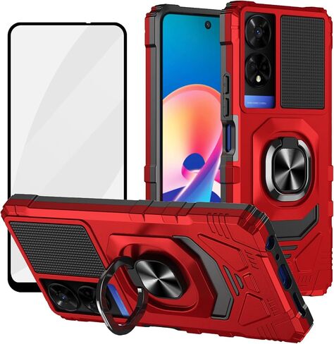 Ailiber for TCL 50 XE Cell Phone Case, TCL 50 XE Nxtpaper 5G Case with Screen Protector, Ring Kickstand for Magnetic Car Mount, Rugged Shockproof Heavy Duty Cover Case for TCL 50 XE-Purple in Saudi Arabia