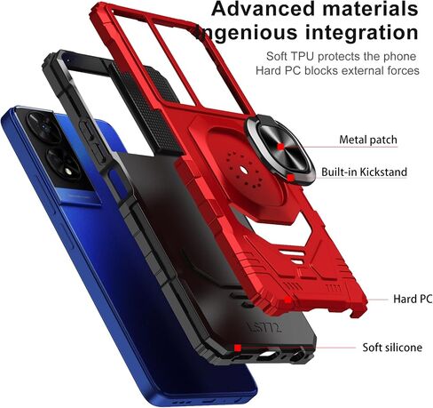 Ailiber for TCL 50 XE Cell Phone Case, TCL 50 XE Nxtpaper 5G Case with Screen Protector, Ring Kickstand for Magnetic Car Mount, Rugged Shockproof Heavy Duty Cover Case for TCL 50 XE-Purple in Saudi Arabia