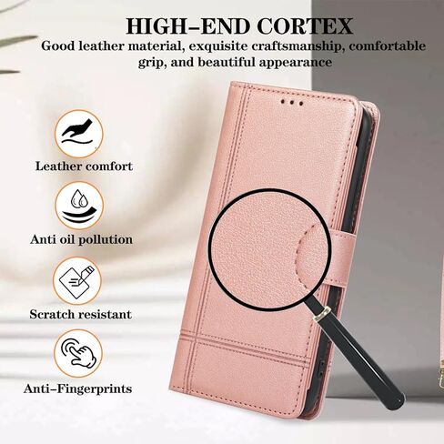 Compatible with iPhone 15 Pro 6.1 inch Wallet Case Wrist Strap, Crossbody Strap, Mirror Flip Card Holder Stand Cell Phone Cover for iPhone15Pro 5G i i-Phone i15 iPhone15 15Pro Women Rose Gold in Kuwait