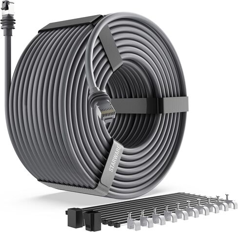 STARWARE Starlink Gen 3 Cable, 75FT/23M Starlink Replacement Cable for Standard V3 Kit, Generation 3 Cable Fits Starlink Accessories, Waterproof Outdoor Starlink Ethernet Cable with Retainer, Gray in Saudi Arabia