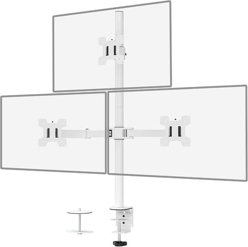 WALI Triple Monitor Stand, Free Standing Three Monitor Desk Mount Fully Adjustable, Fits 3 Screens up to 27 inch, 22 lbs Weight Capacity per Arm (MF003S), Black in Kuwait