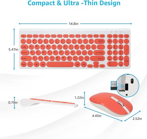 LeadsaiL Wireless Keyboard and Mouse Combo, Wireless USB Mouse and Computer Keyboard Set, Compact and Silent for Windows Laptop, Desktop, PC- Grey in Saudi Arabia