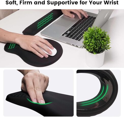 Mekass Ergonomic Mouse Pad and Keyboard Wrist Rest Set, Super Soft Memory Foam Desk Wrist Support for Computer Keyboard, Non-Slip Arm Palm Rests Cushion for Typing Gaming Office (Jungle of Flowers) in Saudi Arabia