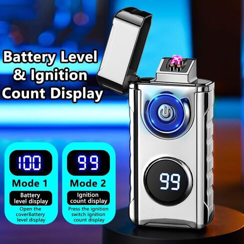 BABOBIU Electric Lighter Windproof Flameless Rechargeable Lighter Electric Arc Lighter Type C USB Plasma Lighter Metal Lighter with Convenient 45° Angled Ignition for Men, Partners, Friend (Silver) in Saudi Arabia