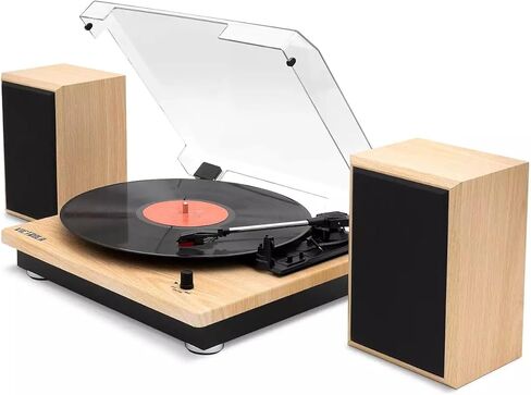 مشغل تسجيل الفينيل Victrola Montauk، ​​لمسة نهائية من خشب الجوز للمزرعة، قرص دوار بحزام ثلاثي السرعات مع زوج سماعات بلوتوث ستيريو، مخرج RCA ومقبس سماعة رأس 3.5 مم، غطاء غبار قابل للإزالة in Kuwait