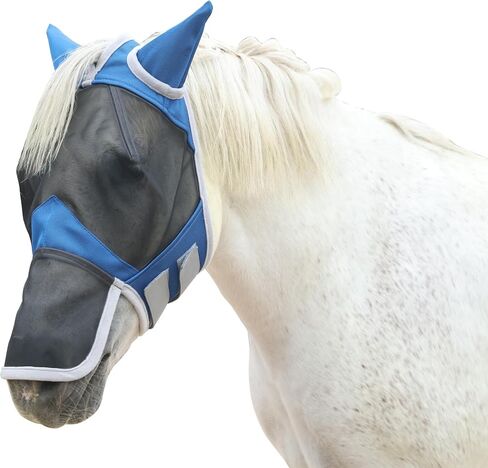 Horse Fly Mask with Ears and Long Nose, Fine Mesh UV Protection Fly Mask for Horses Red Full in Kuwait