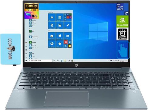 HP Newest Pavilion Laptop 15.6" Touchscreen IPS FHD (Intel i7-1355U, MX550 2GB, 64GB RAM, 2TB PCIe SSD, Backlit KYB, WiFi 6, Bluetooth 5.2, HD Webcam, Win 11 Pro) w/DKZ Hub USB Port Expander in Saudi Arabia