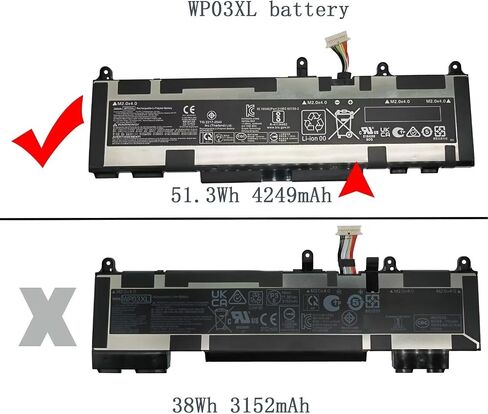 استبدال بطارية WP03XL 51.3Wh لجهاز HP EliteBook 830 835 840 845 860 865 G9 G10 G11 / Split X2 13-M000 / EliteBook x360 1040 G9 G10 / Elite x360 830 G11 Series M73466-005 HSTNN-OB2J 11.58V in Saudi Arabia