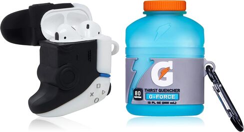 2 حزمة Mulafnxal لـ Airpod 1/2 حافظة لطيفة كرتونية ثلاثية الأبعاد فريدة من نوعها غطاء سيليكون مضحك أزياء ممتعة شخصية رائعة تصميم أنيق حافظات الهواء للنساء والفتيات والأولاد في سن المراهقة لـ Airpods 1/2 أبيض مفيد ومشروب أزرق in Kuwait