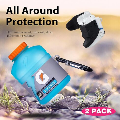 2 حزمة Mulafnxal لـ Airpod 1/2 حافظة لطيفة كرتونية ثلاثية الأبعاد فريدة من نوعها غطاء سيليكون مضحك أزياء ممتعة شخصية رائعة تصميم أنيق حافظات الهواء للنساء والفتيات والأولاد في سن المراهقة لـ Airpods 1/2 أبيض مفيد ومشروب أزرق in Kuwait