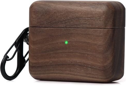Wood Airpod Case for Airpods, Full-Body Protective Wood Case with Carabiner for Apple Airpods (Airpod pro, Walnut) in Saudi Arabia