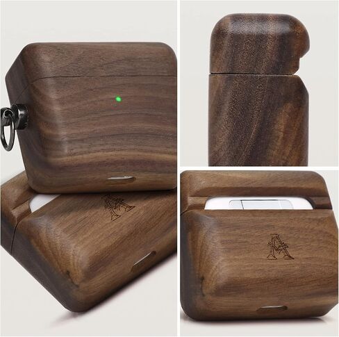 Wood Airpod Case for Airpods, Full-Body Protective Wood Case with Carabiner for Apple Airpods (Airpod pro, Walnut) in Saudi Arabia