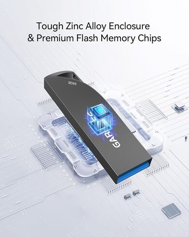 محرك أقراص فلاش USB 3.0 سعة 64 جيجابايت، عصا ذاكرة USB معدنية مقاومة للماء، محرك أقراص رفيع بالإبهام، محرك أقراص محمول مع فتحة سلسلة مفاتيح، محرك قفز أنيق لسيارة الكمبيوتر - رمادي in Kuwait