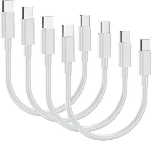كابل USB C قصير إلى USB C [4 حزم 1 قدم] شاحن سلك شحن سريع 60 وات من النوع C كابل شاحن USB-C قصير لهاتف iPhone 15 15 Plus/15 Pro Max وMacBook Pro وiPad Pro Air 4 وGalaxy S23+ S22 S21 Ultra-White in Kuwait