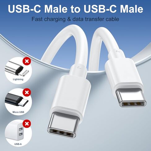 كابل USB C قصير إلى USB C [4 حزم 1 قدم] شاحن سلك شحن سريع 60 وات من النوع C كابل شاحن USB-C قصير لهاتف iPhone 15 15 Plus/15 Pro Max وMacBook Pro وiPad Pro Air 4 وGalaxy S23+ S22 S21 Ultra-White in Kuwait