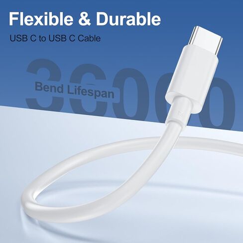 كابل USB C قصير إلى USB C [4 حزم 1 قدم] شاحن سلك شحن سريع 60 وات من النوع C كابل شاحن USB-C قصير لهاتف iPhone 15 15 Plus/15 Pro Max وMacBook Pro وiPad Pro Air 4 وGalaxy S23+ S22 S21 Ultra-White in Kuwait